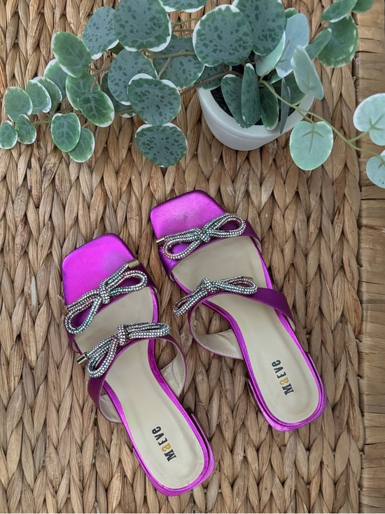 Anthropologie Shoes - Maeve Anthropologie Magenta Satin Embellished Slide Sandals